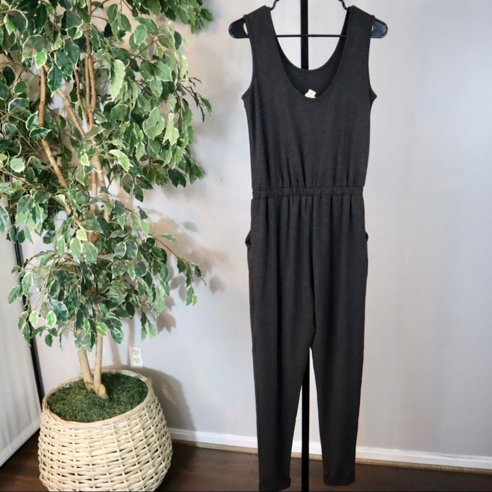 One Clothing Dark Gray Knit Comfort Jumpsuit Size XS